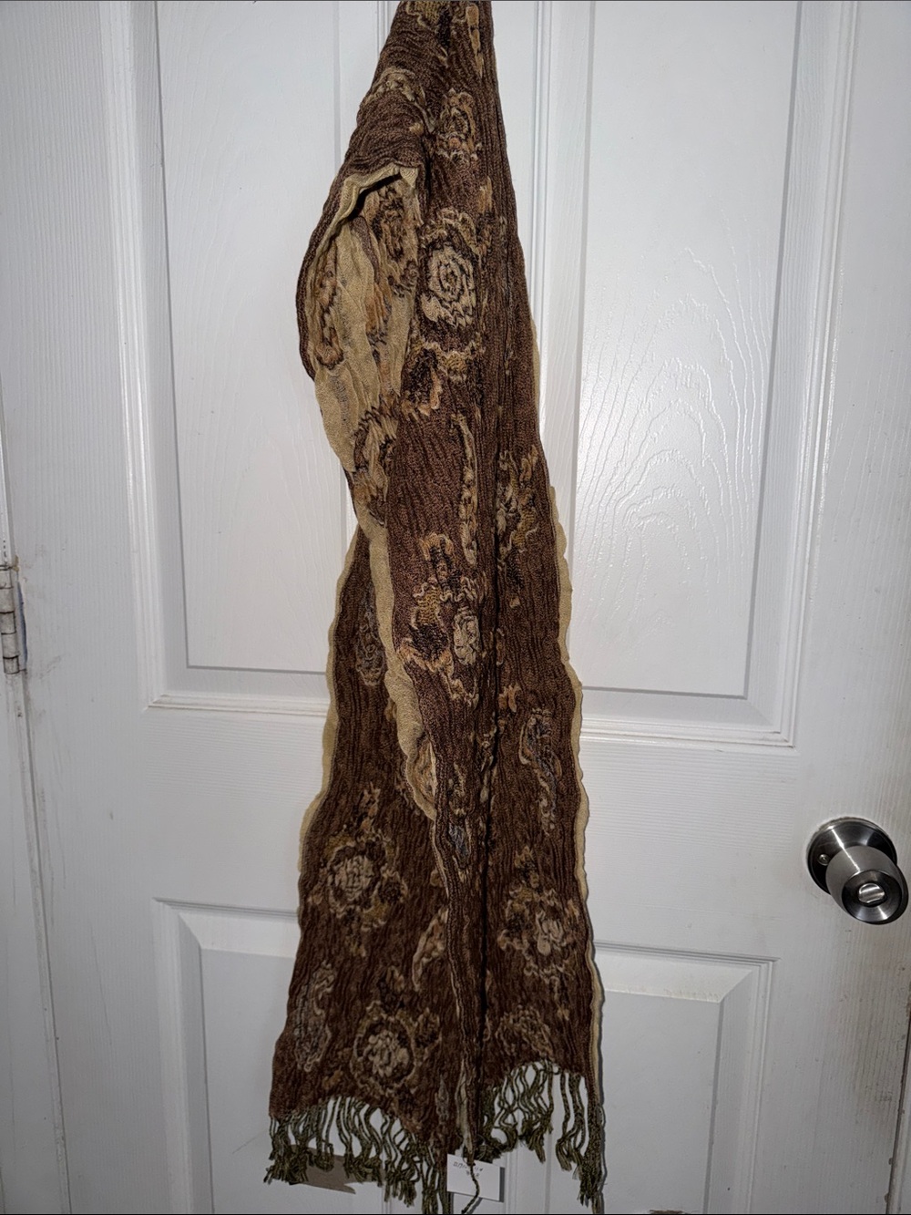 Brown Floral Pattern Decorative Throw Scarf - Unbranded